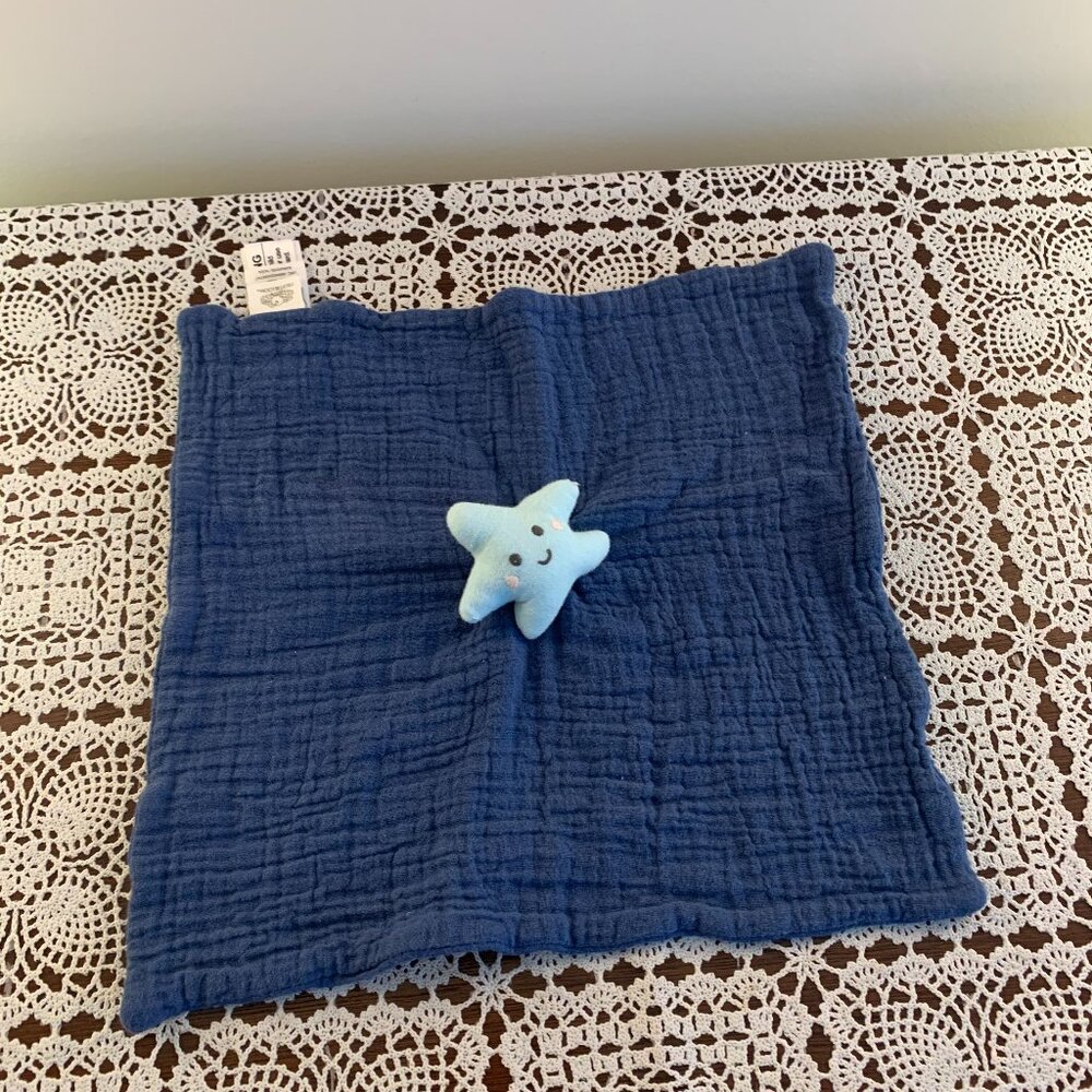 Fruit of the Loom Blue Star Lovey Security Blankie Baby Blanket Soft Soothing